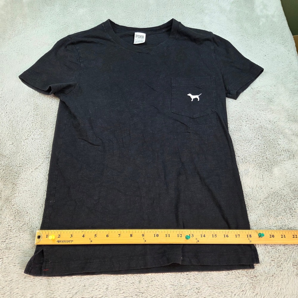 PINK Victoria's Secret Pocket T-Shirt Womens XS Graphic Love Pink 1986 Black